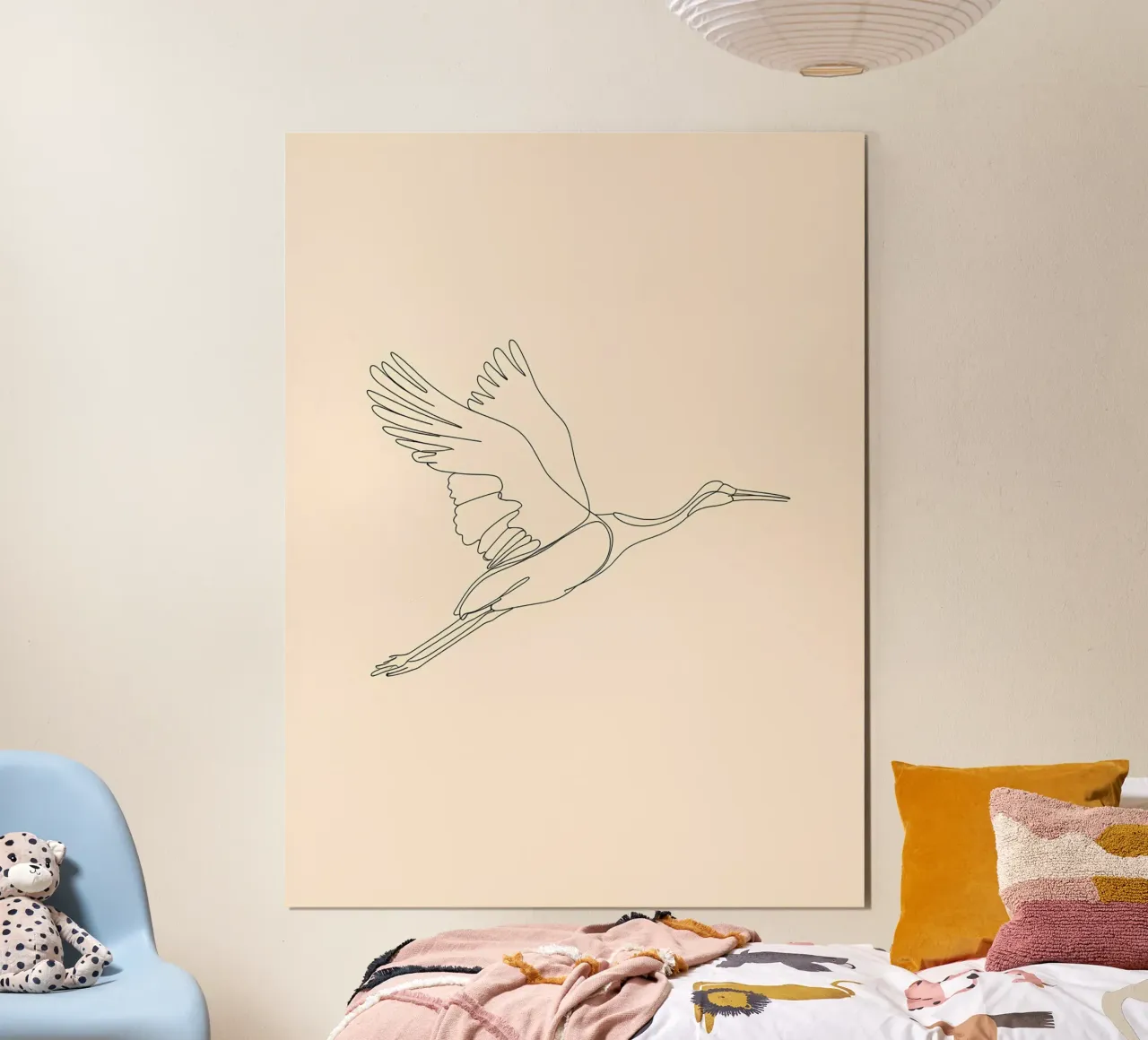 Grue en vol Dessin au trait minimaliste hahnemühle de Viv Line Art