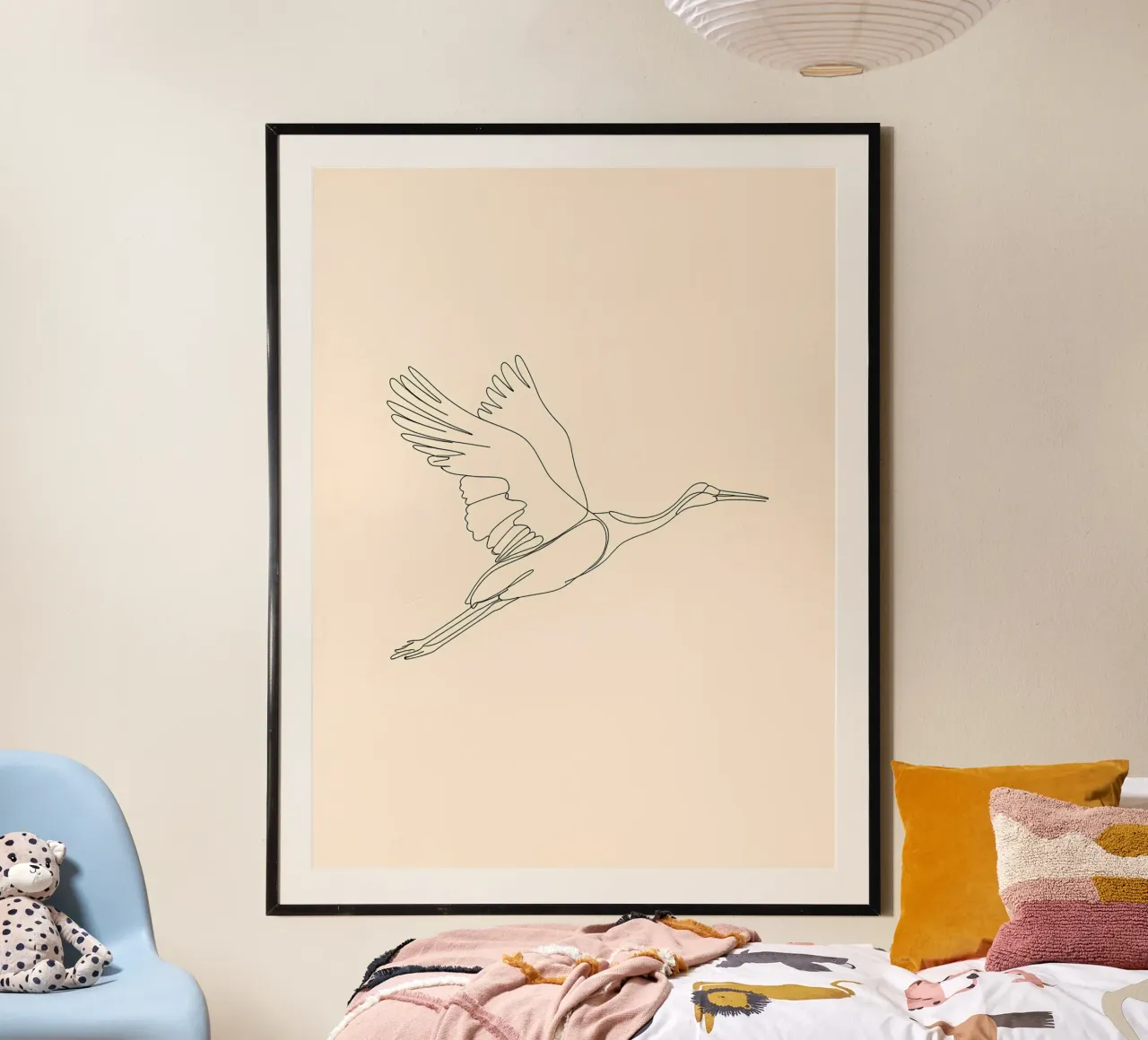 Grue en vol Dessin au trait minimaliste hahnemühle de Viv Line Art
