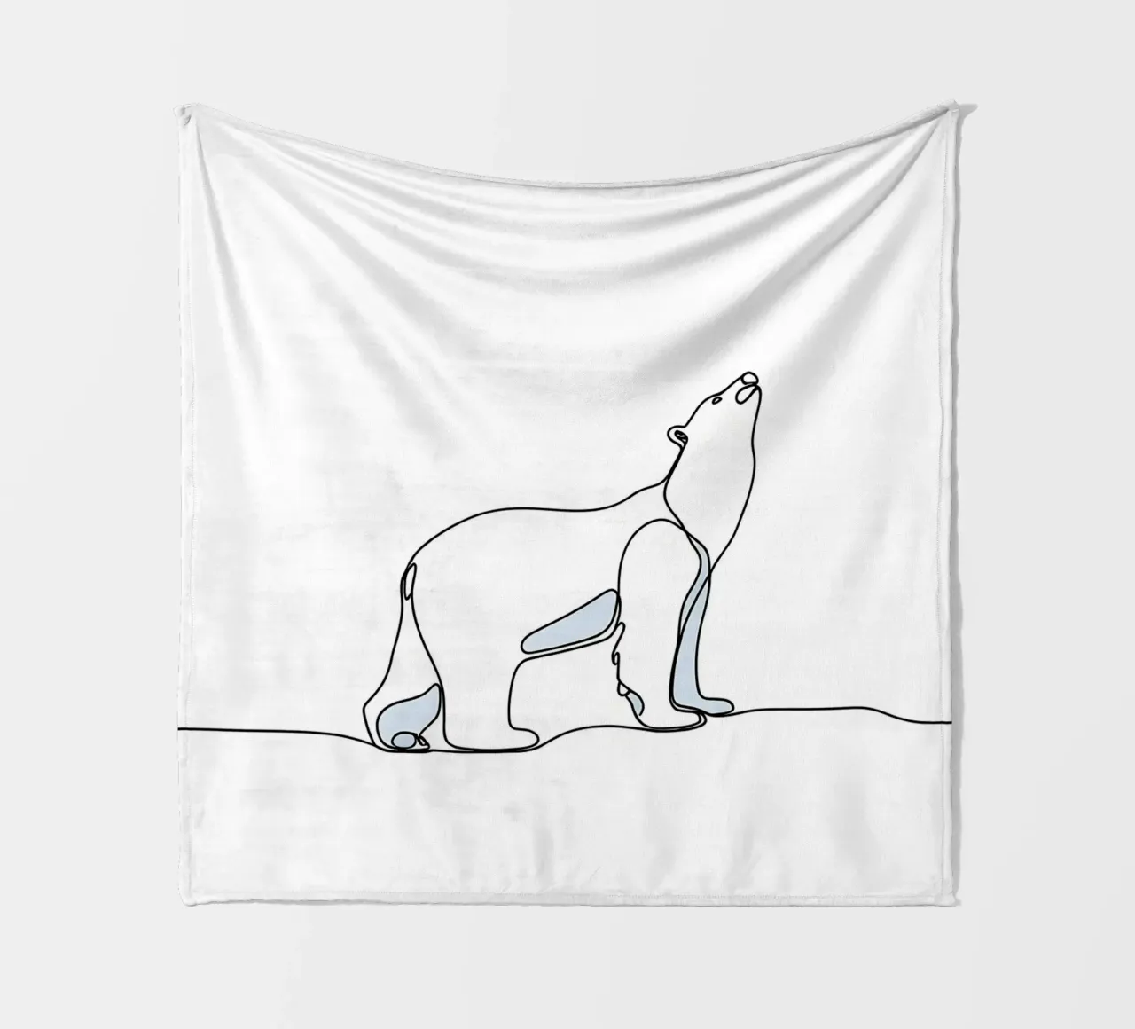 Orso polare in piedi Disegno lineare minimalista coperta in pile da Viv Line Art