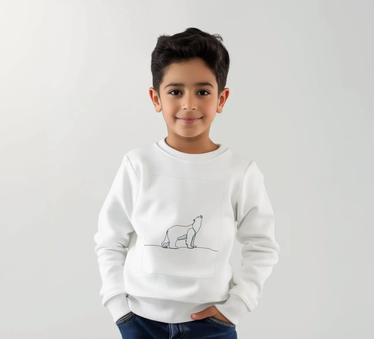 Orso polare in piedi Disegno lineare minimalista felpa bambino da Viv Line Art
