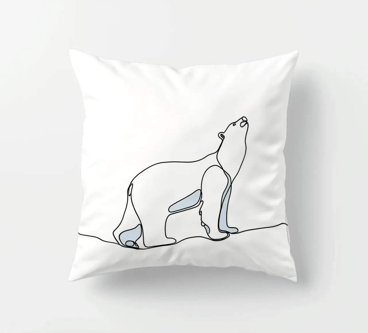 Orso polare in piedi Disegno lineare minimalista cuscino da Viv Line Art