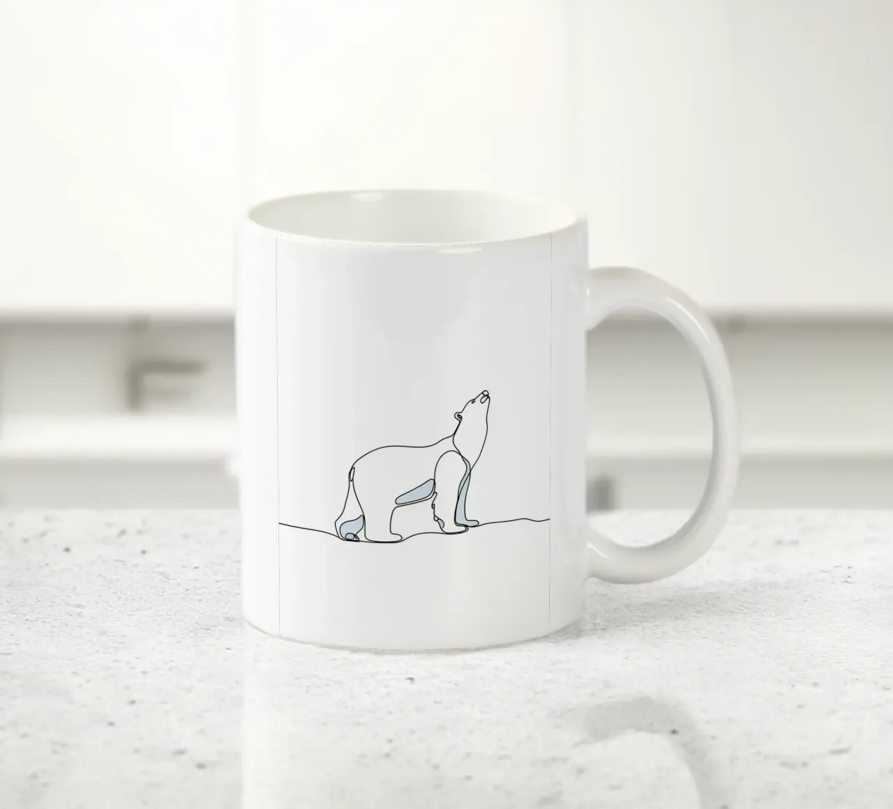 Orso polare in piedi Disegno lineare minimalista tazza in ceramica da Viv Line Art