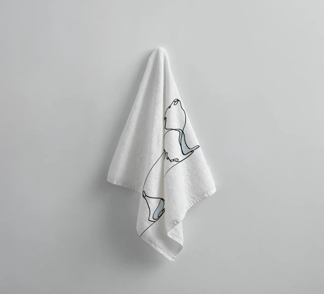 Orso polare in piedi Disegno lineare minimalista asciugamano da bagno da Viv Line Art