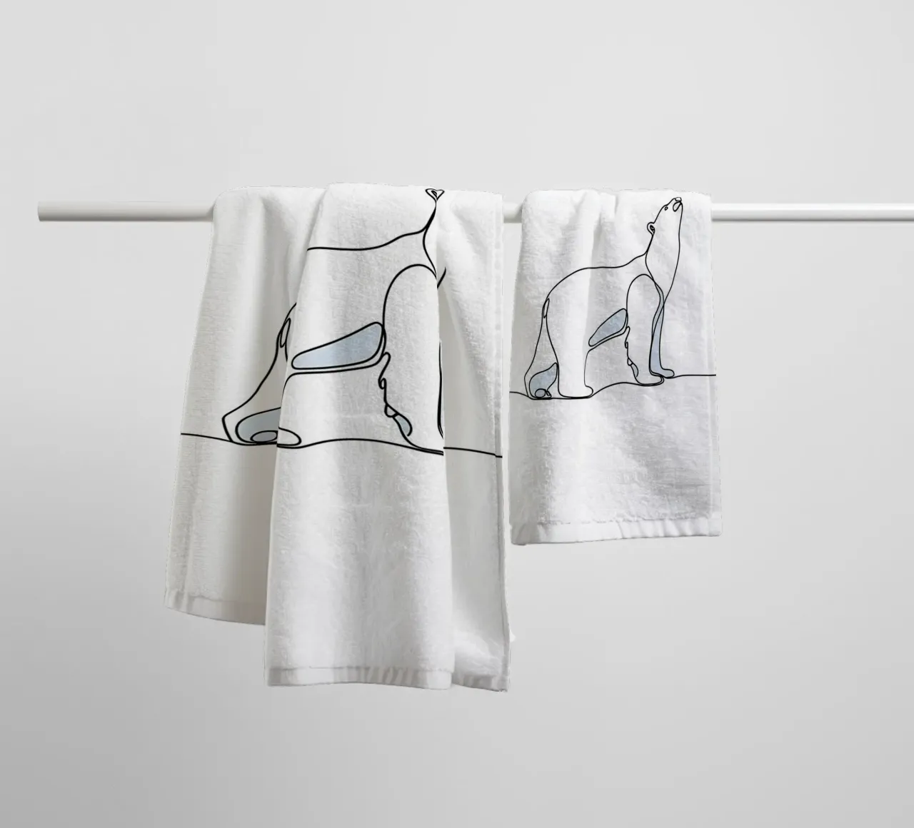 Orso polare in piedi Disegno lineare minimalista asciugamano da bagno da Viv Line Art