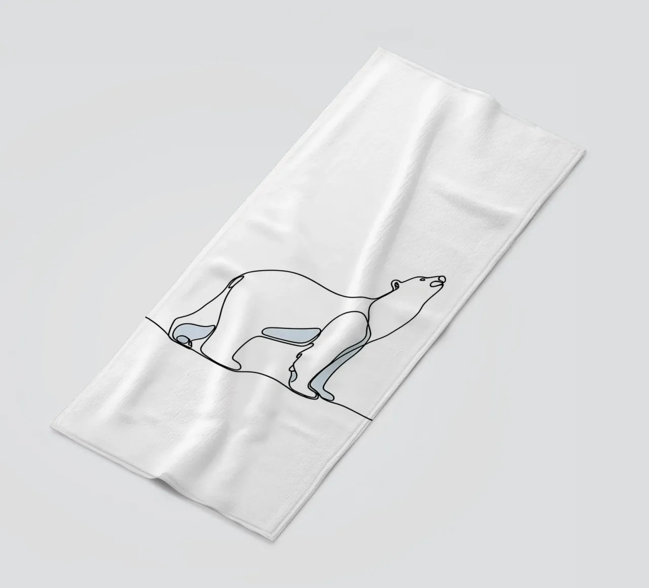 Orso polare in piedi Disegno lineare minimalista telo mare da Viv Line Art
