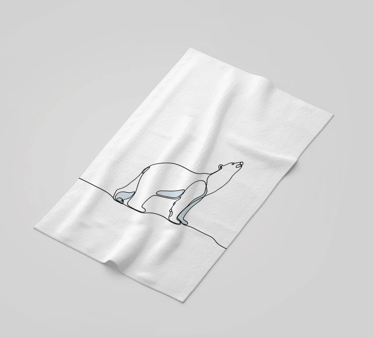 Orso polare in piedi Disegno lineare minimalista telo mare da Viv Line Art