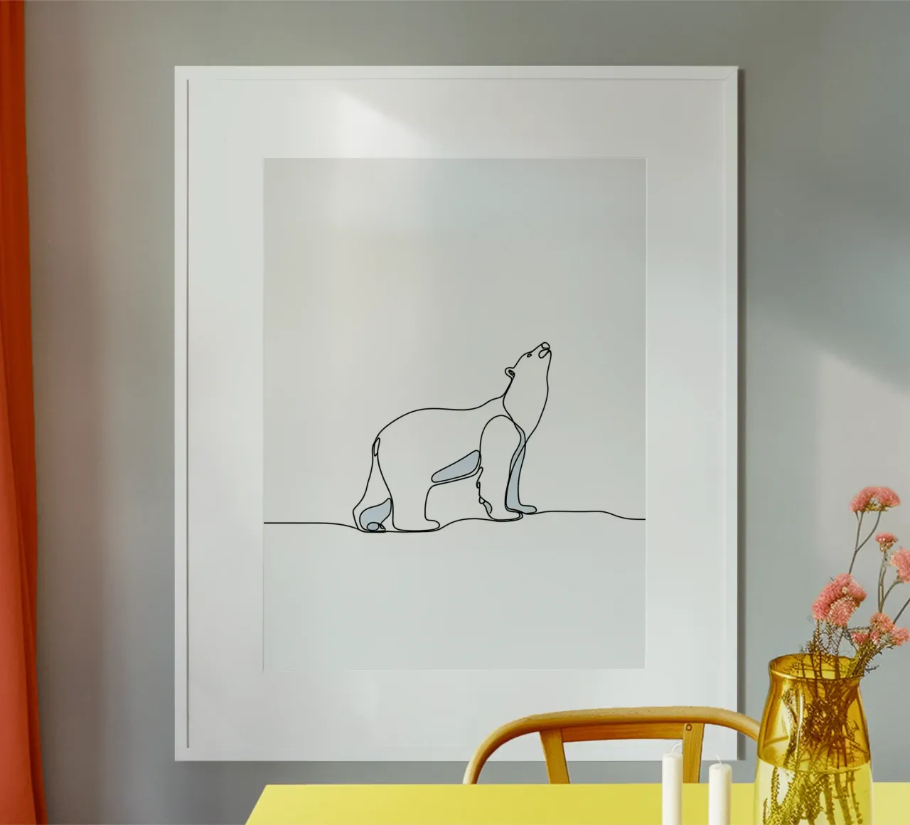 Orso polare in piedi Disegno lineare minimalista carta hahnemühle da Viv Line Art