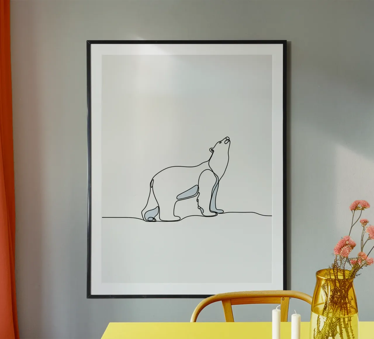Orso polare in piedi Disegno lineare minimalista carta hahnemühle da Viv Line Art