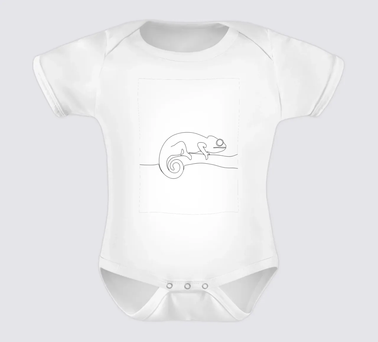 Chameleon on a Branch Minimalist Line Art Drawing short-sleeve baby romper by Viv Line Art