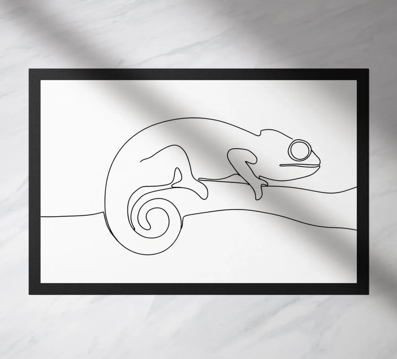 Chameleon on a Branch Minimalist Line Art Drawing doormat by Viv Line Art