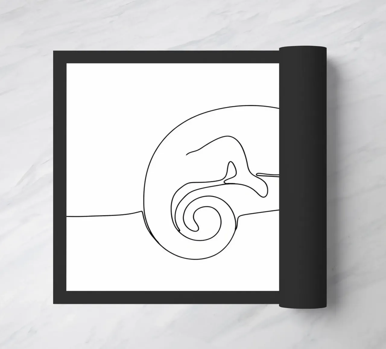 Chameleon on a Branch Minimalist Line Art Drawing doormat by Viv Line Art