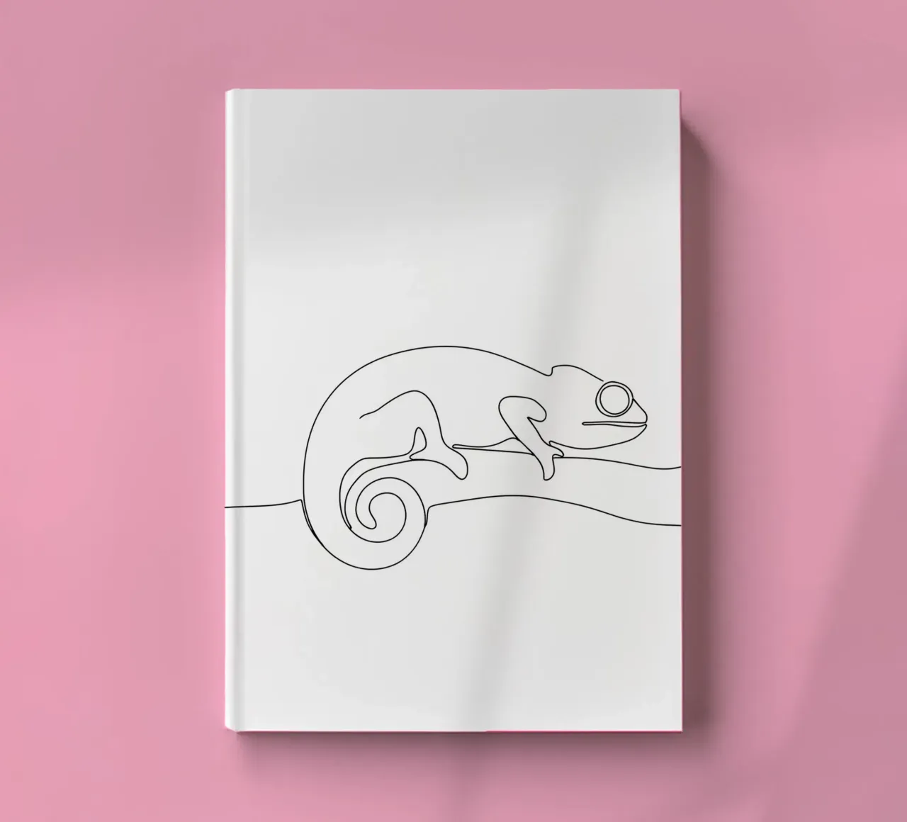 Chameleon on a Branch Minimalist Line Art Drawing notebook by Viv Line Art