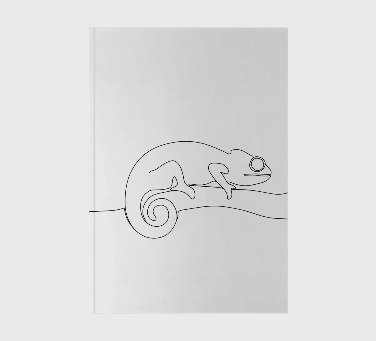 Chameleon on a Branch Minimalist Line Art Drawing notebook by Viv Line Art