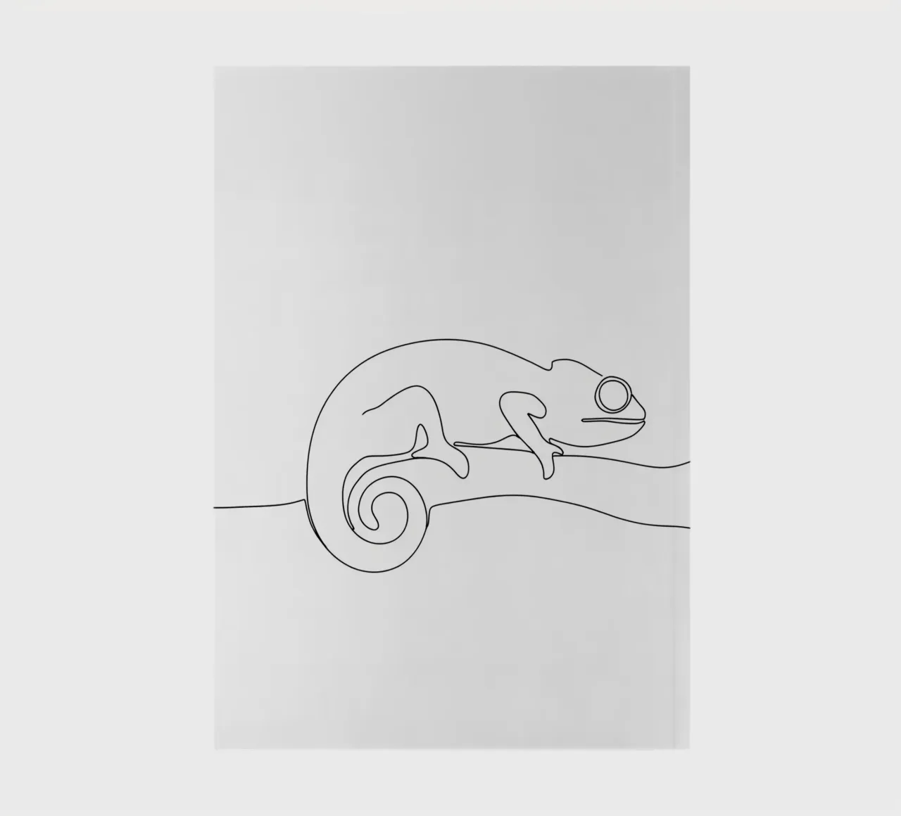 Chameleon on a Branch Minimalist Line Art Drawing notebook by Viv Line Art