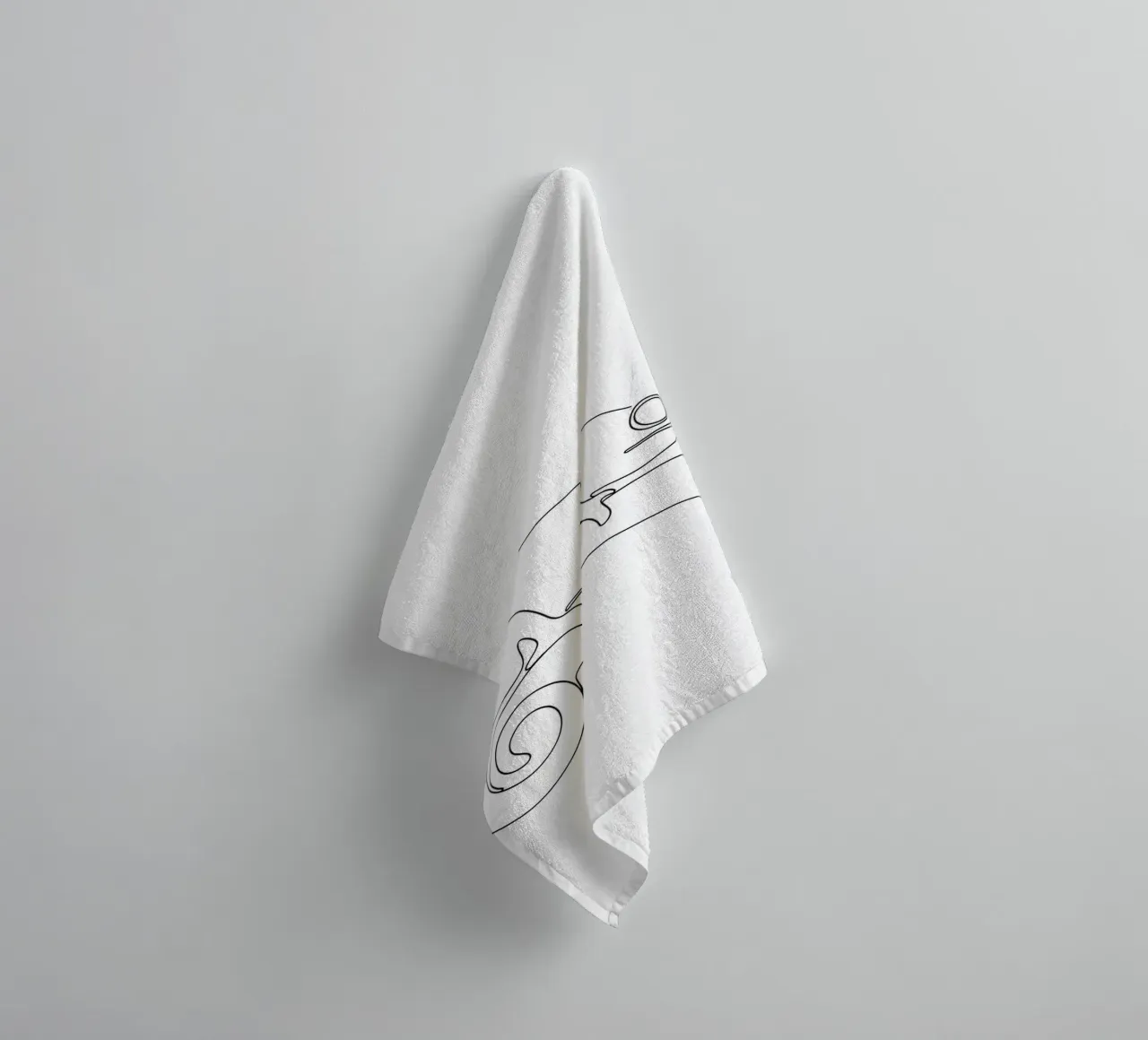 Chameleon on a Branch Minimalist Line Art Drawing towel by Viv Line Art