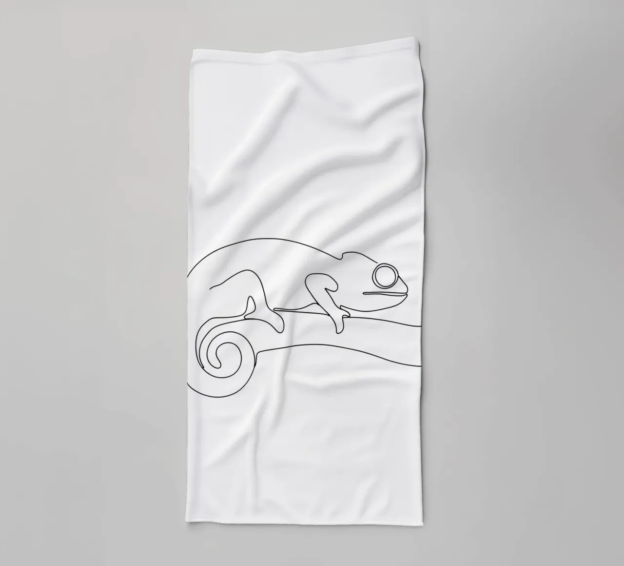 Chameleon on a Branch Minimalist Line Art Drawing towel by Viv Line Art