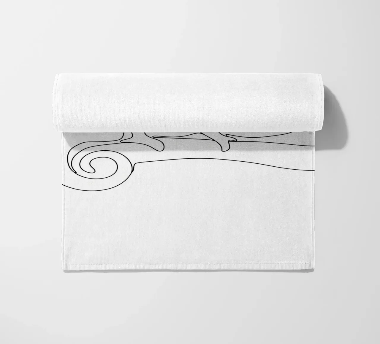 Chameleon on a Branch Minimalist Line Art Drawing beach towel by Viv Line Art