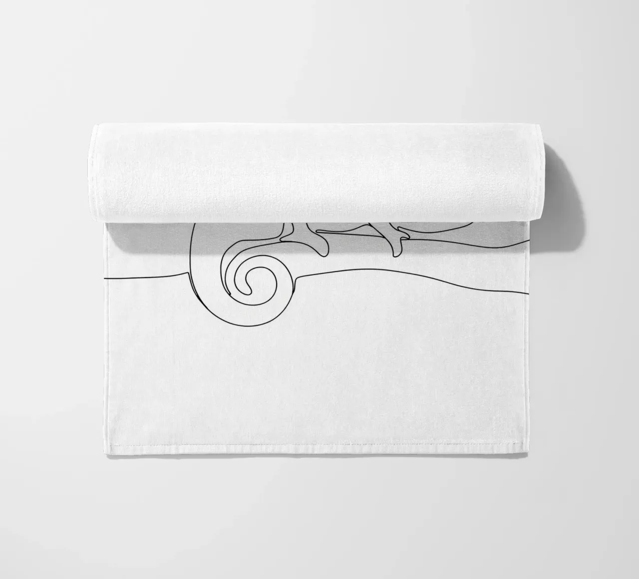 Chameleon on a Branch Minimalist Line Art Drawing beach towel by Viv Line Art