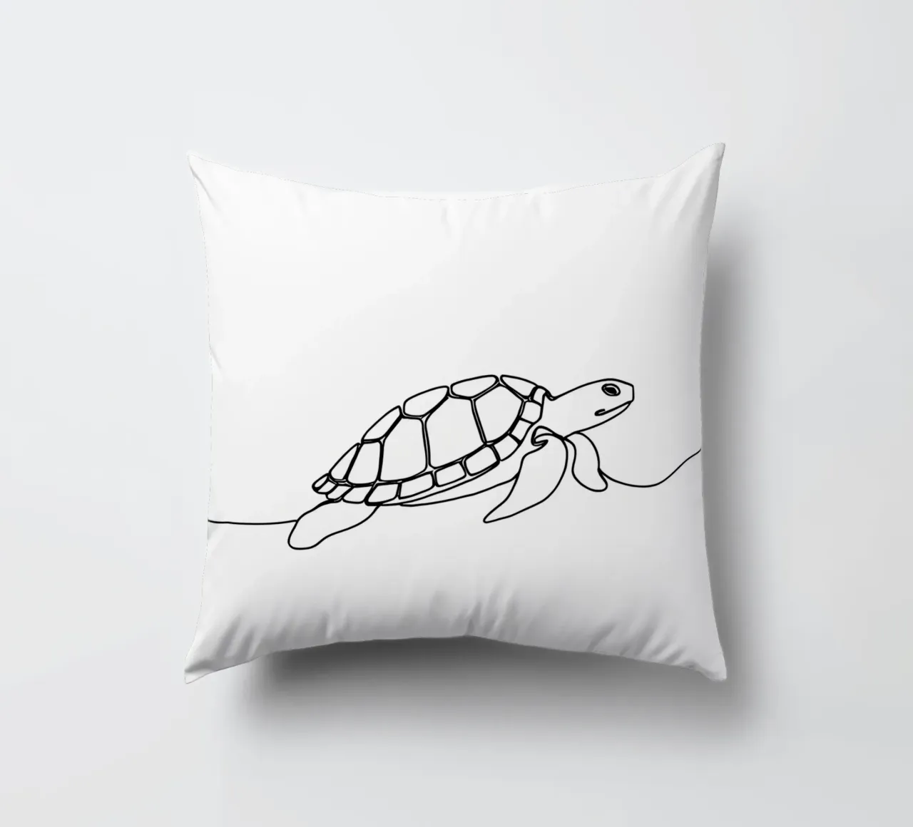 Turtle Walking Minimalist Line Art Drawing decorative cushion by Viv Line Art