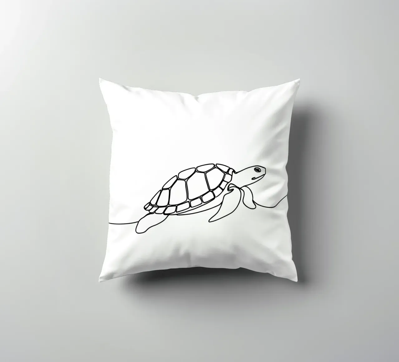 Turtle Walking Minimalist Line Art Drawing decorative cushion by Viv Line Art