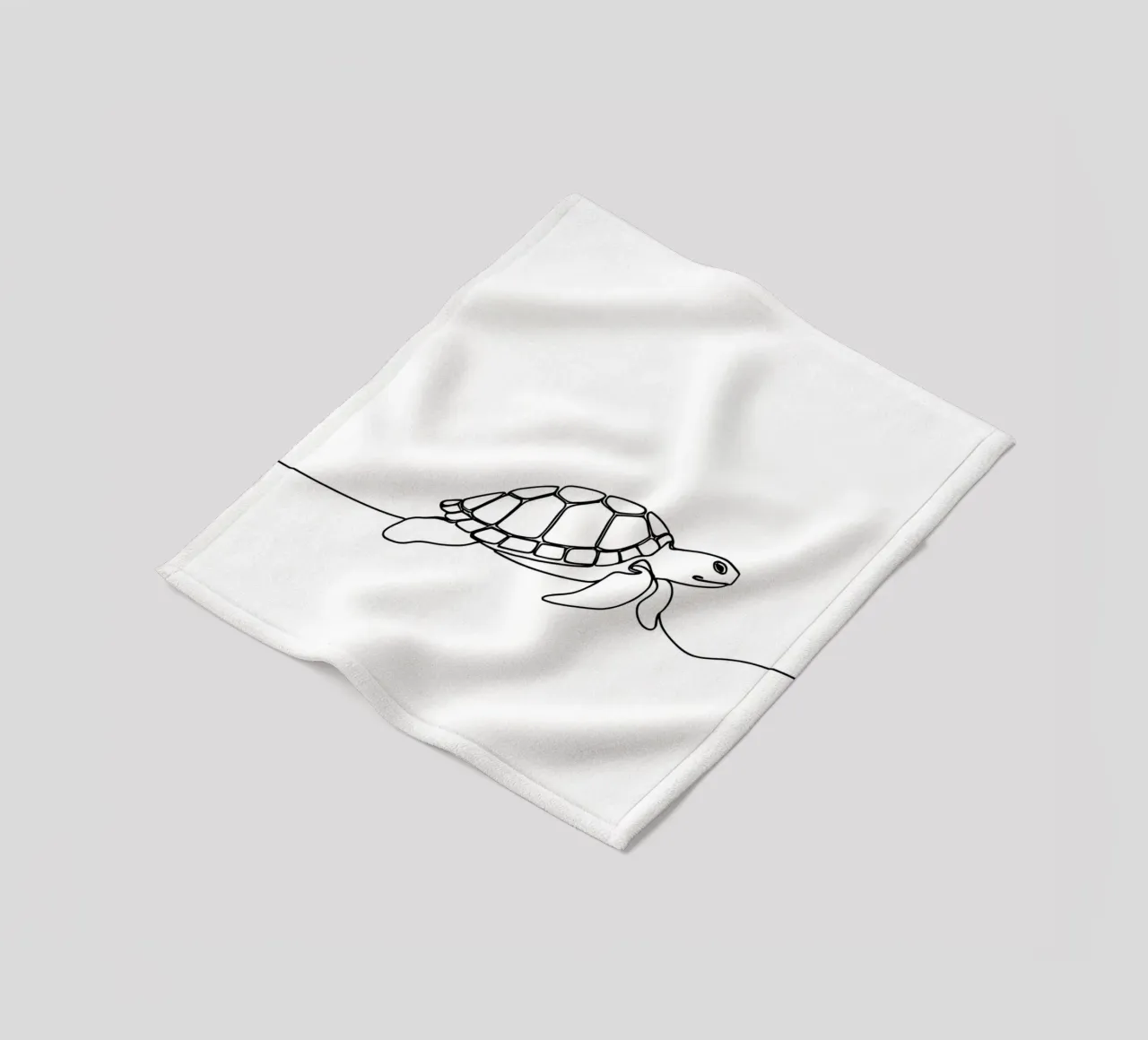 Turtle Walking Minimalist Line Art Drawing fleece blanket by Viv Line Art
