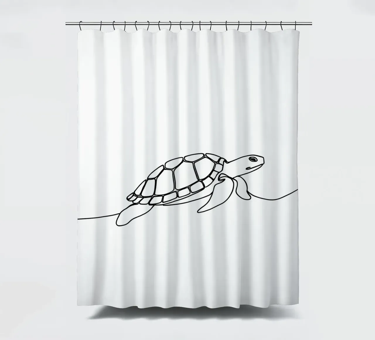 Turtle Walking Minimalist Line Art Drawing shower curtain by Viv Line Art