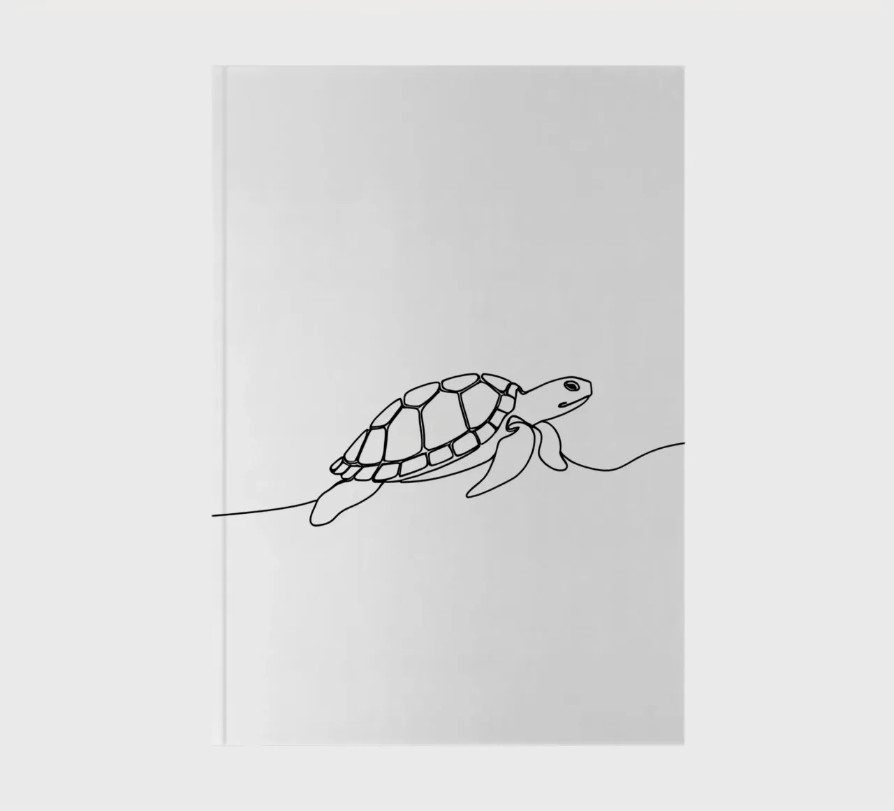 Turtle Walking Minimalist Line Art Drawing notebook by Viv Line Art
