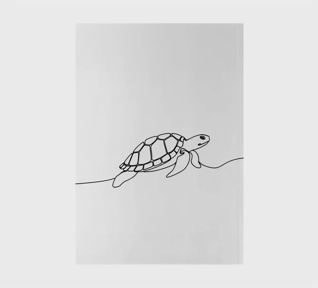Turtle Walking Minimalist Line Art Drawing notebook by Viv Line Art