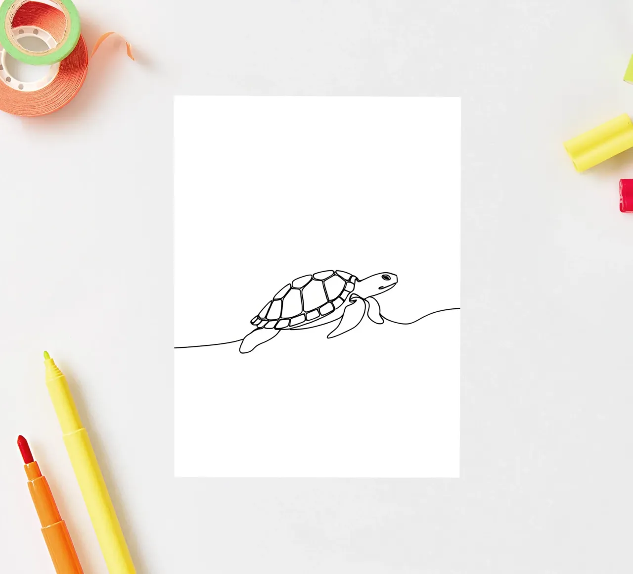 Turtle Walking Minimalist Line Art Drawing sticker by Viv Line Art