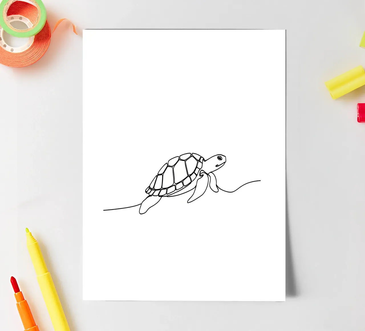 Turtle Walking Minimalist Line Art Drawing sticker sheet by Viv Line Art