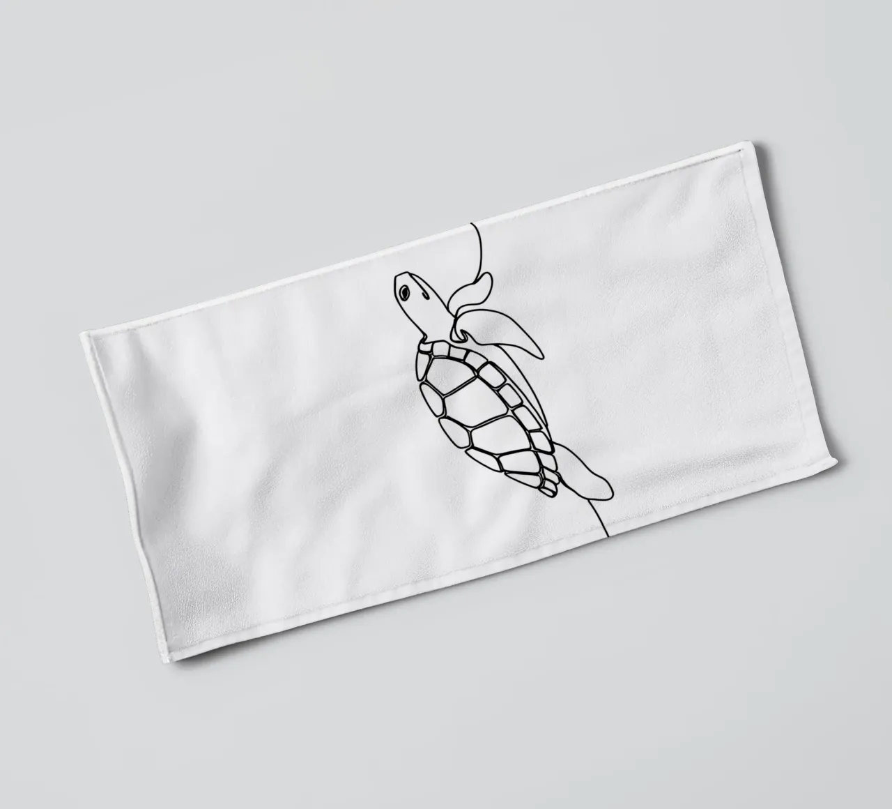 Turtle Walking Minimalist Line Art Drawing towel by Viv Line Art