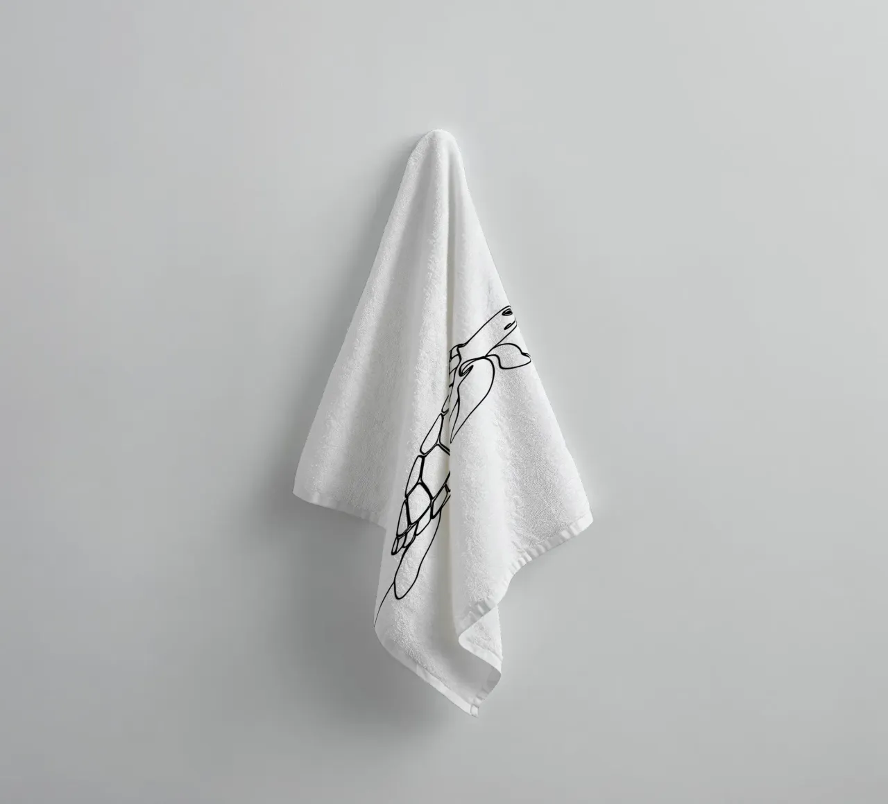 Turtle Walking Minimalist Line Art Drawing towel by Viv Line Art