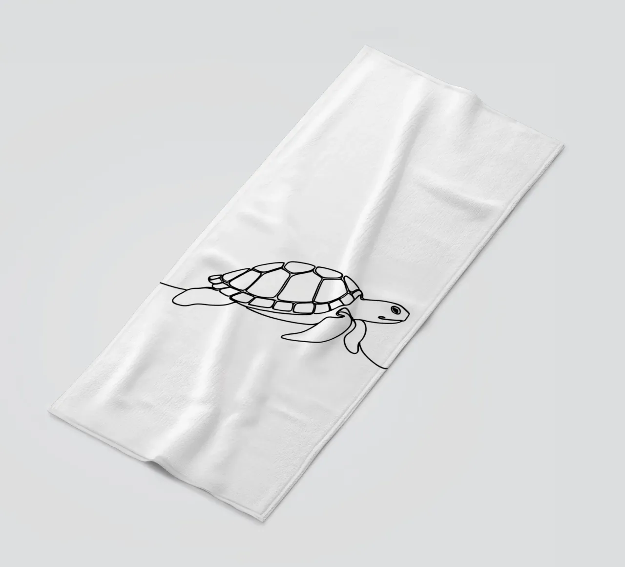 Turtle Walking Minimalist Line Art Drawing beach towel by Viv Line Art