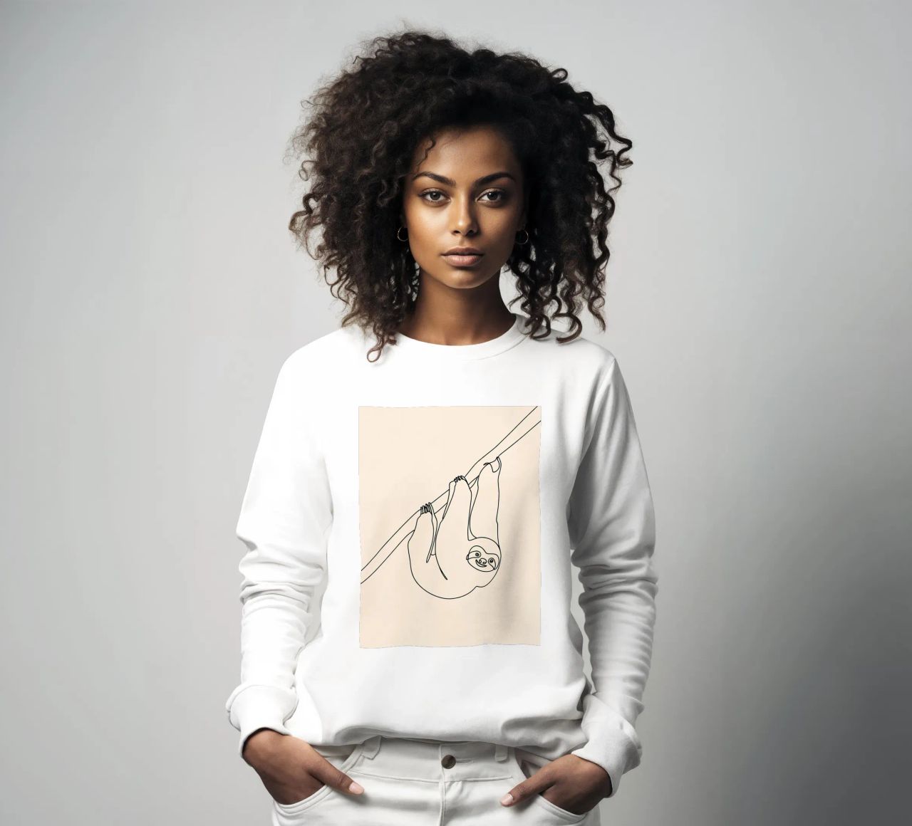 Bradipo appeso Disegno lineare minimalista felpa da Viv Line Art