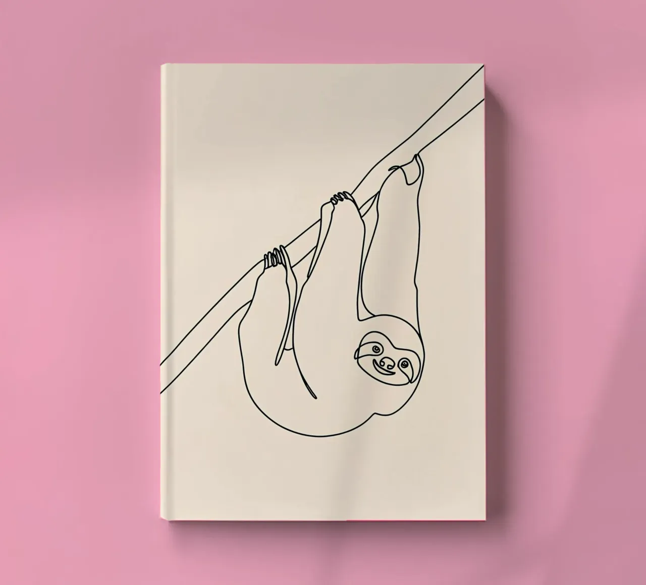 Sloth Hanging Minimalist Line Art Drawing notebook by Viv Line Art