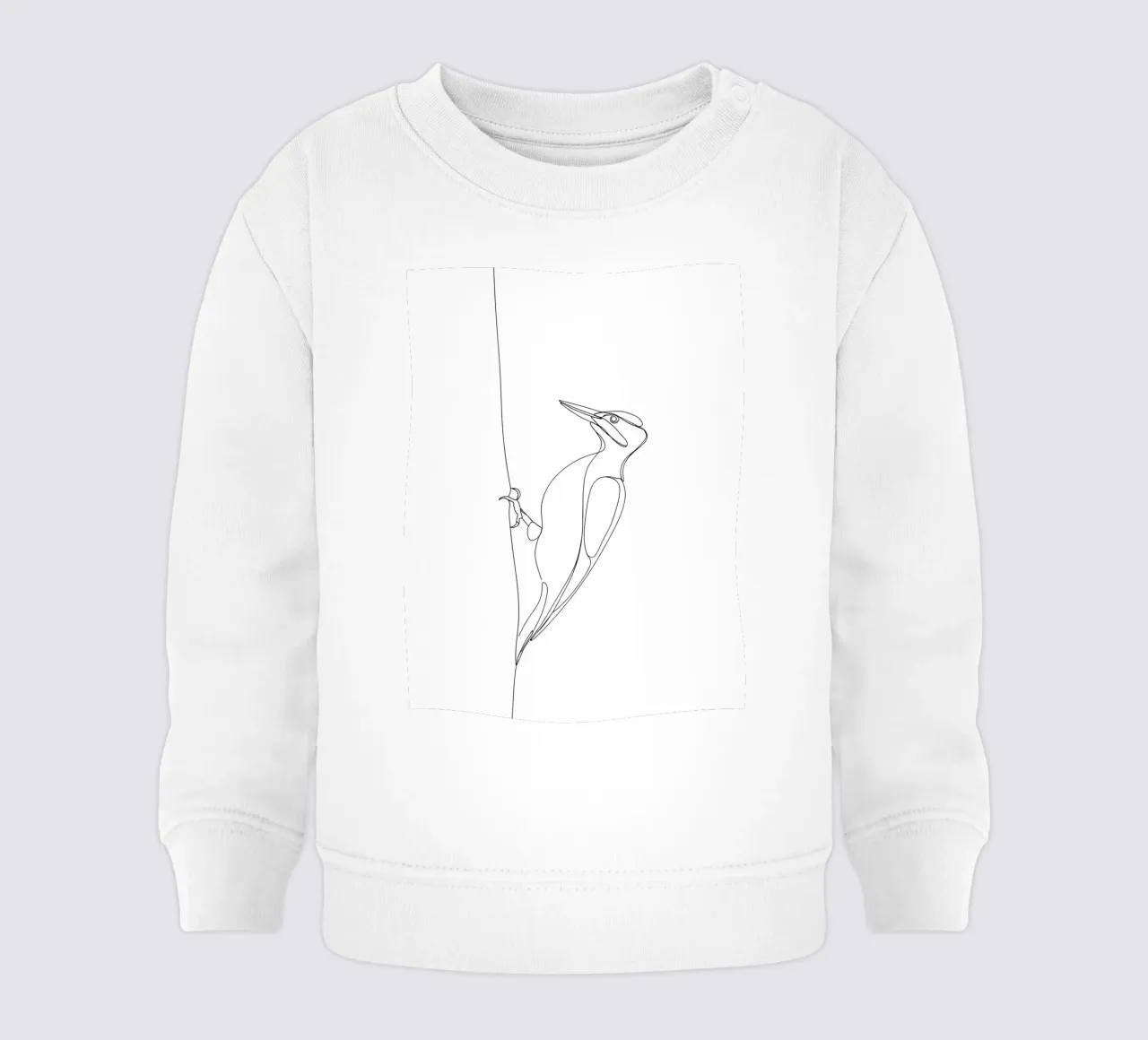 Pájaro carpintero en un árbol Dibujo minimalista lineal sudadera de bebé de Viv Line Art