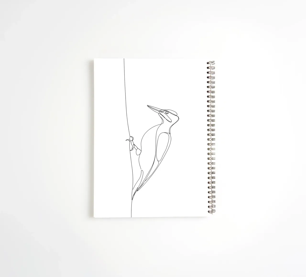 Specht auf einem Baum Minimalist Line Art Zeichnung Ringbuch von Viv Line Art