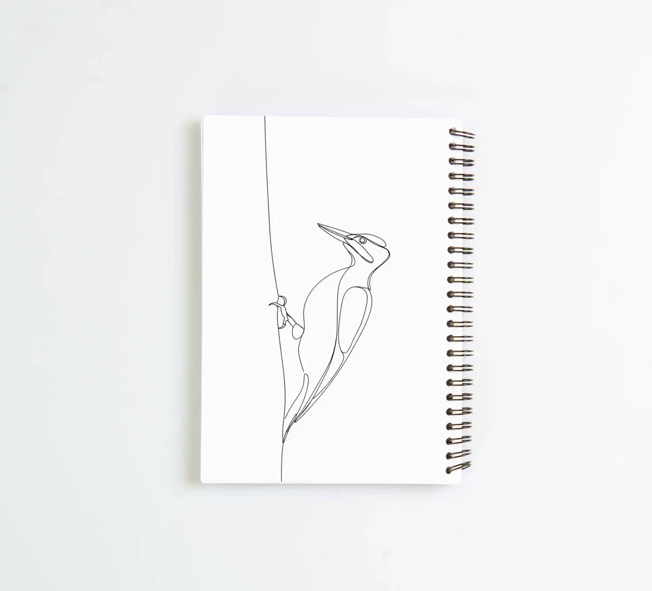 Specht auf einem Baum Minimalist Line Art Zeichnung Ringbuch von Viv Line Art