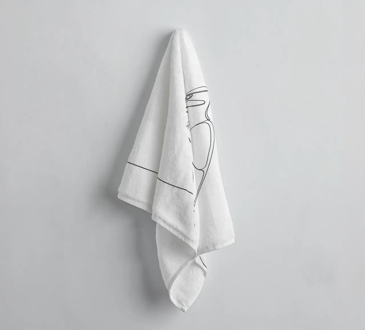 Woodpecker on a Tree Minimalist Line Art Drawing towel by Viv Line Art