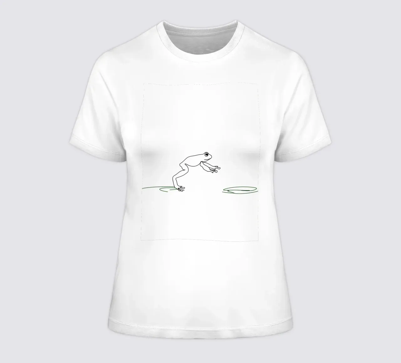 Grenouille sautant à pieds joints Dessin au trait minimaliste t-shirt ajusté pour femmes de Viv Line Art