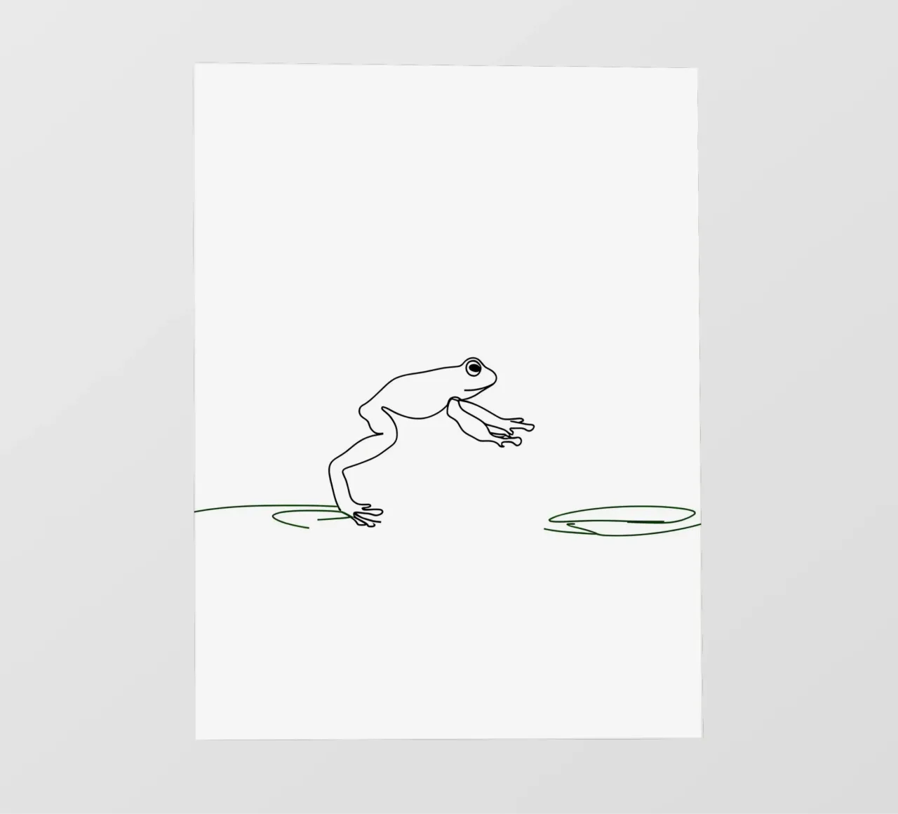 Grenouille sautant à pieds joints Dessin au trait minimaliste papier peint photo de Viv Line Art