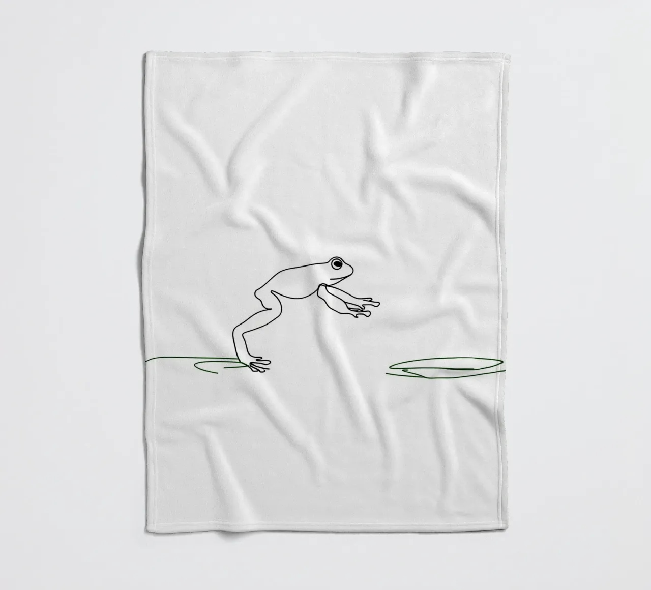 Frog Hopping Minimalist Line Art Drawing fleece blanket by Viv Line Art