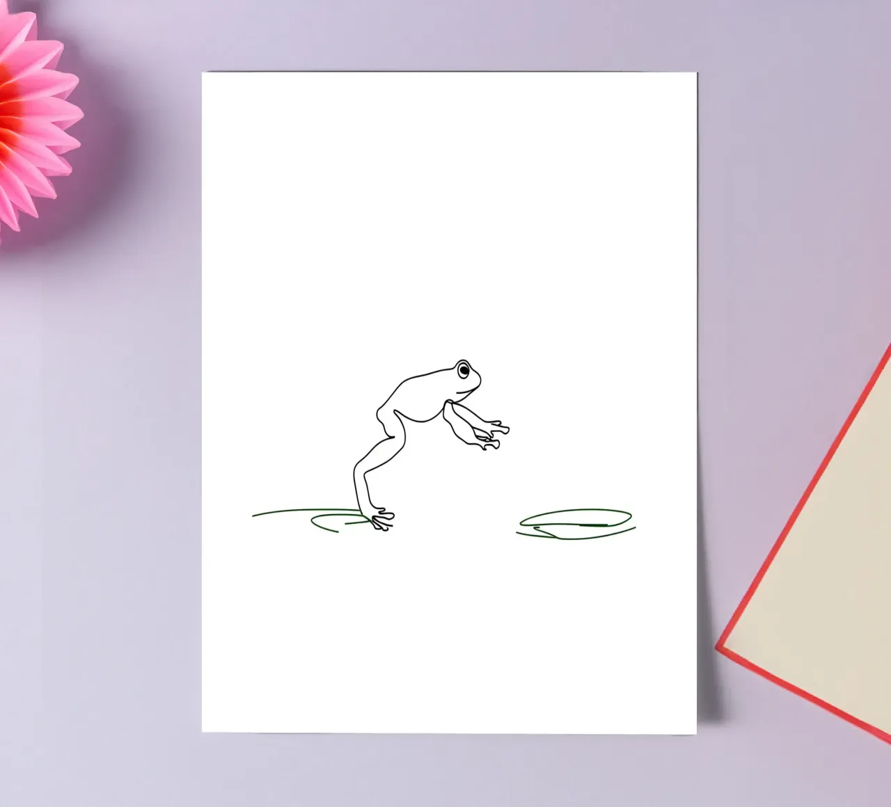 Frog Hopping Minimalist Line Art Drawing sticker sheet by Viv Line Art