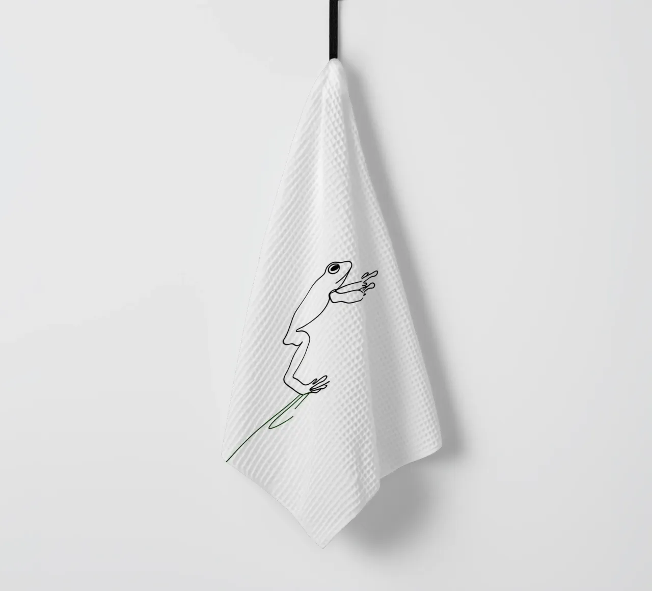 Grenouille sautant à pieds joints Dessin au trait minimaliste torchon de Viv Line Art