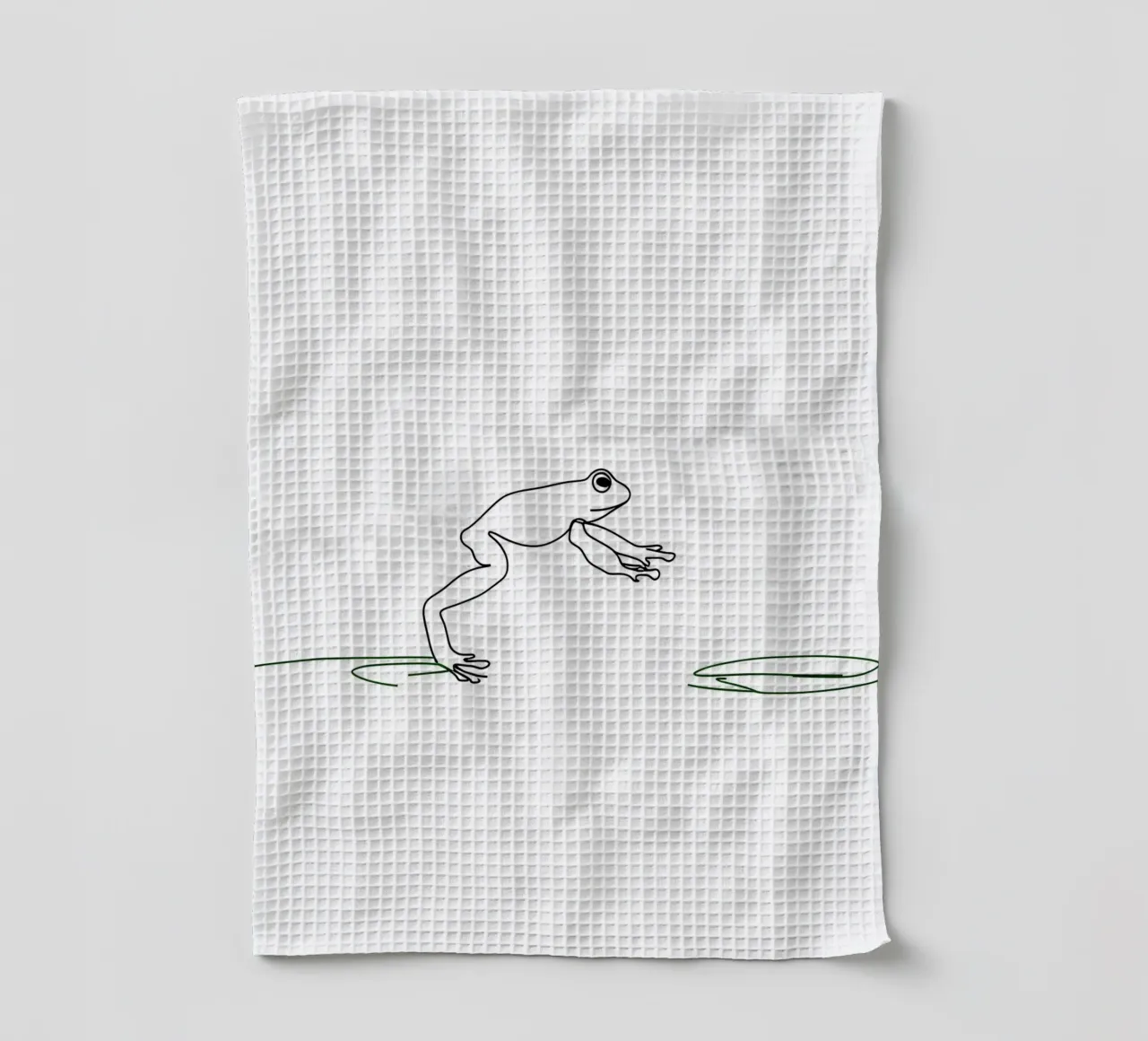 Grenouille sautant à pieds joints Dessin au trait minimaliste torchon de Viv Line Art
