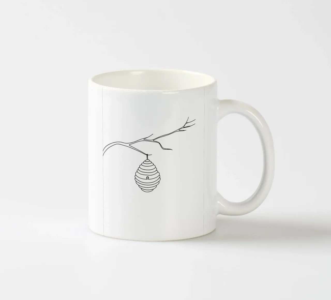Hive Hanging on a Branch Minimalist Line Art Drawing ceramic mug by Viv Line Art