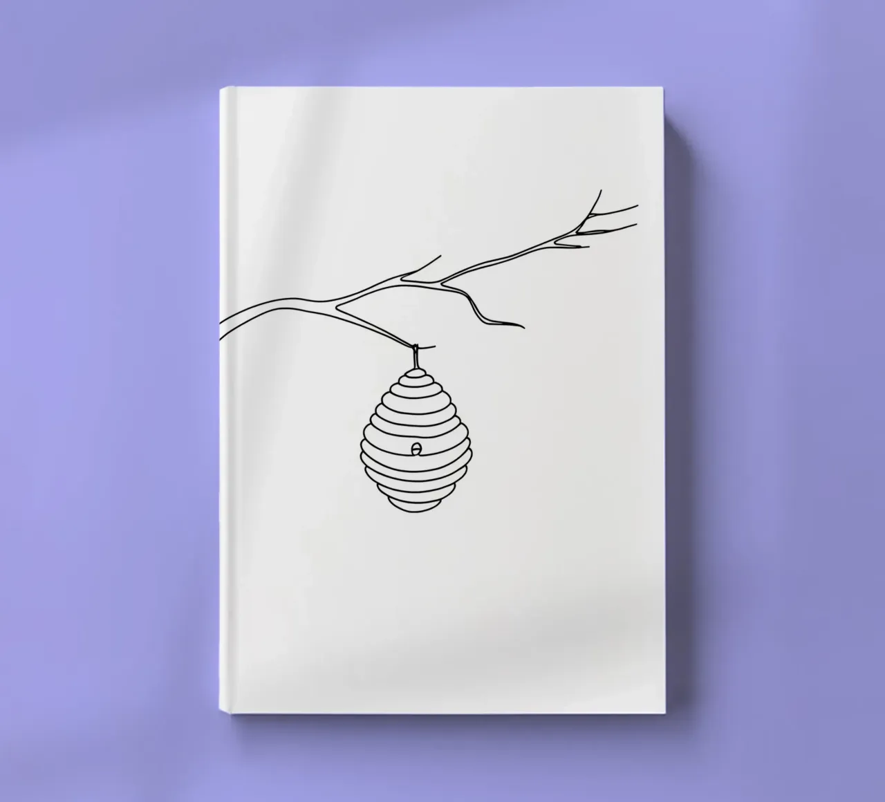 Hive Hanging on a Branch Minimalist Line Art Drawing notebook by Viv Line Art