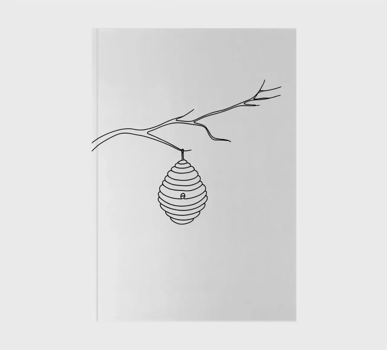 Hive Hanging on a Branch Minimalist Line Art Drawing notebook by Viv Line Art