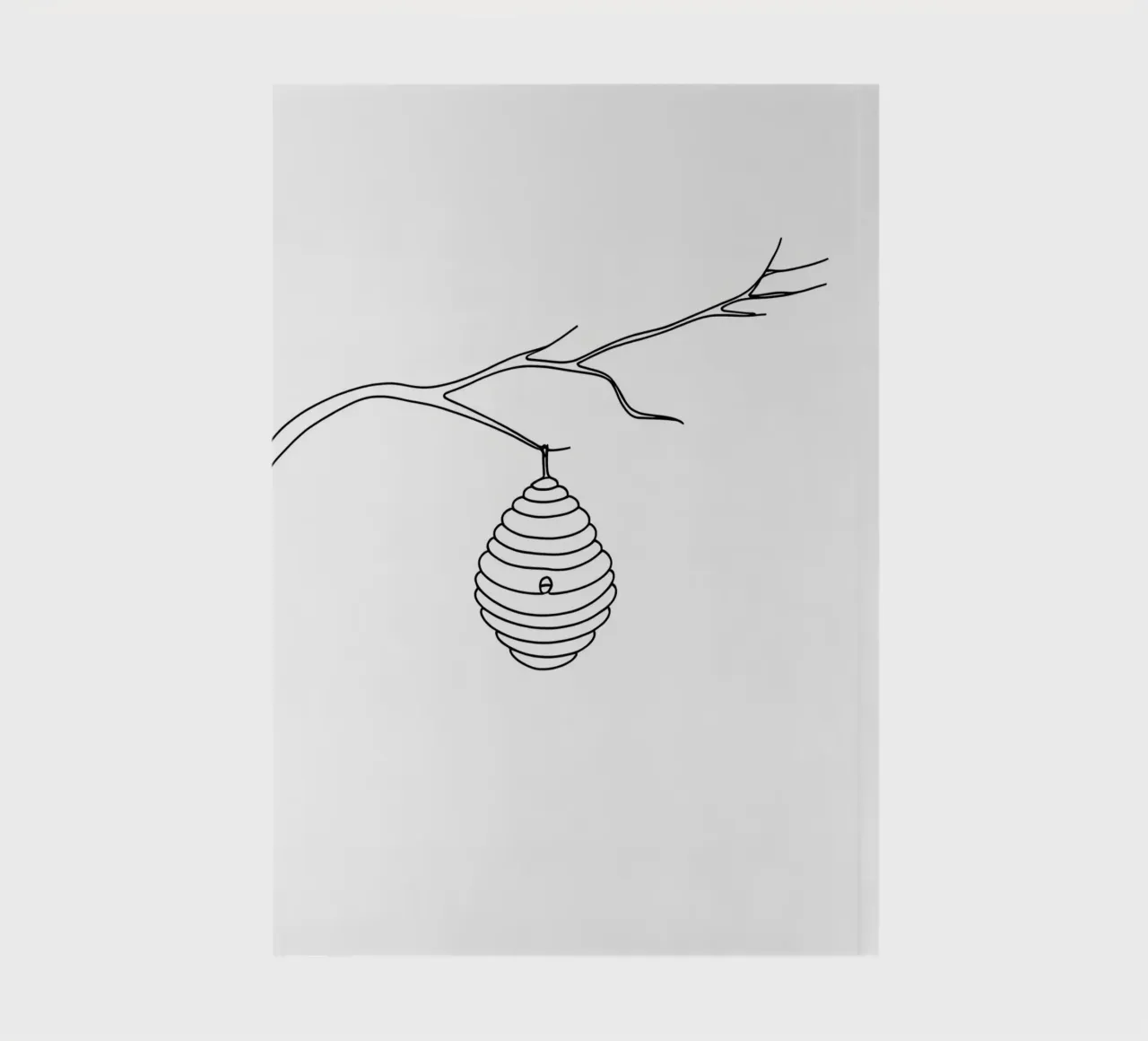 Hive Hanging on a Branch Minimalist Line Art Drawing notebook by Viv Line Art