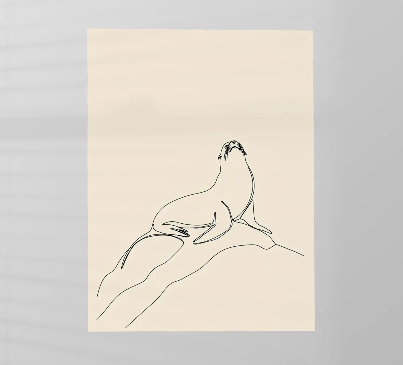 Sigillo sulla roccia Disegno lineare minimalista pellicola backlit da Viv Line Art